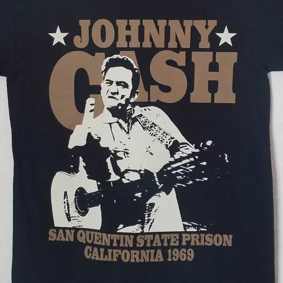 Johnny Cash San Quentin 1969 Unisex Silkscreen T-Shirt – Small–3XL - Picture 2 of 2